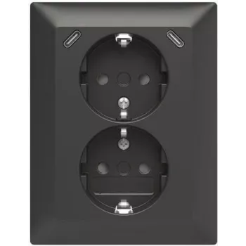 ABB Safety+ dvojna vtičnica USB z 2x USB-C, 15W, podometna, polar bela 2TKA00006192