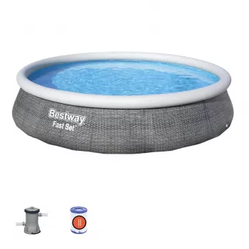 Bestway Fast Set 57376 napihljiv bazen okrogel 7.340 L siv