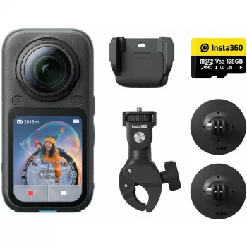 Insta360 X6 360-stopinjska akcijska kamera, moto paket, 8K, črna