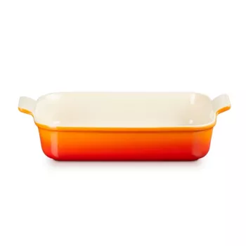 LE CREUSET pravokotna pekača Heritage keramika 32x24cm / 4L oranžna