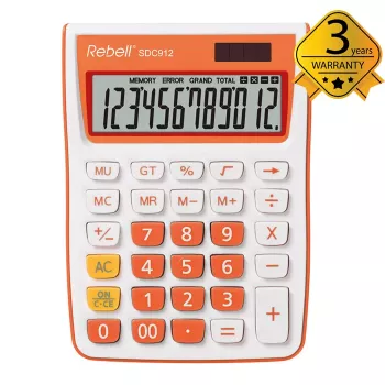 REBELL RE-SDC912OR BX polnamizni kalkulator, 12-mestni LCD, dvojno napajanje, črno-srebrn