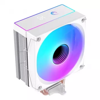 Rampage Octagon B70 zračni hladilnik CPU, 120 mm ARGB, prikaz temperature, bel