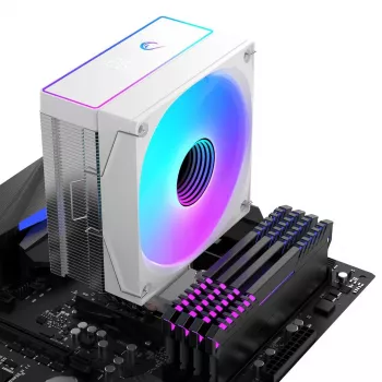 Rampage Octagon B70 zračni hladilnik CPU, 120 mm ARGB, prikaz temperature, bel