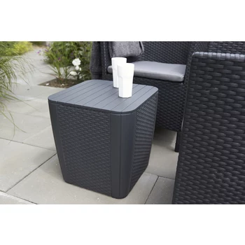 KETER vrtna miza/shranjevalna škatla Luzon Flat Wicker, siva