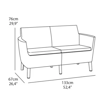 KETER Salemo dvosedežna sofa, rjava