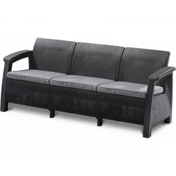 Vrtna trosedežna zofa KETER Corfu Love Seat Max, siva