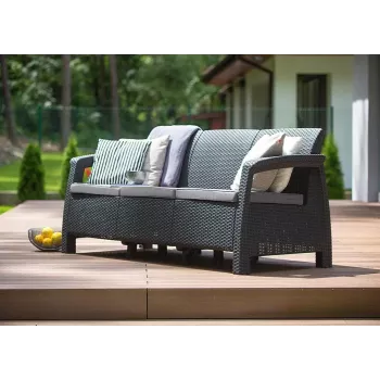 Vrtna trosedežna zofa KETER Corfu Love Seat Max, siva
