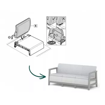 Vrtna trosedežna zofa KETER Scandi Linea 3 Seater Sofa, svetlo siva/temno jekleno siva