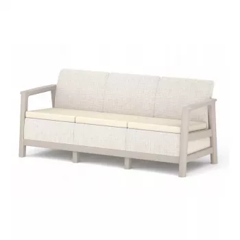 Vrtna trosedežna zofa KETER Scandi Linea 3 Seater Sofa, kremenčevo siva/svetlo bež