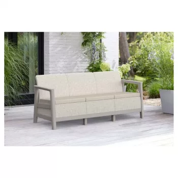 Vrtna trosedežna zofa KETER Scandi Linea 3 Seater Sofa, kremenčevo siva/svetlo bež