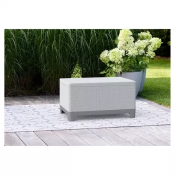 KETER vrtna miza/shranjevalna škatla Scandi Storage Table svetlo siva/temno jeklena siva