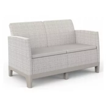 Vrtna dvosedežna zofa KETER Scandi Form 2 Seater Sofa, kremenčevo siva/svetlo bež