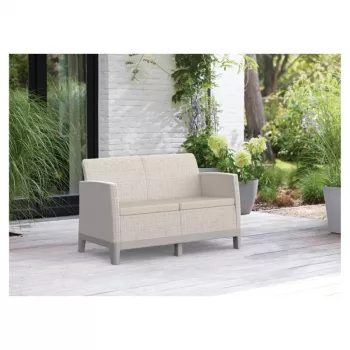 Vrtna dvosedežna zofa KETER Scandi Form 2 Seater Sofa, kremenčevo siva/svetlo bež