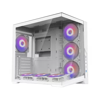 Zalman D40 White ATX Mid-Tower ohišje s 7 ARGB ventilatorji in kaljenim steklom