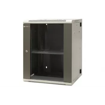 EMITER EM/AH6515 15U stenska omara 600x550x770 mm, kaljena steklena vrata, črna