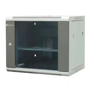EMITER EM/AP6409 9U stenska omara 19-palčna 600x450x500 mm siva, kaljena steklena vrata, zaklepna