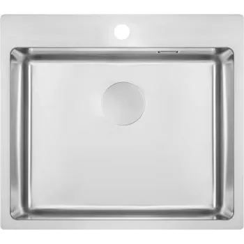 DEANTE ZPO_010B enodelno kuhinjsko korito iz nerjavnega jekla, satinirano, 440x440 mm, vgradno, s sifonom