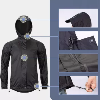 Rockbros YPY013BK2XL dežna jakna, zračna in vetrovna, XXL, črna