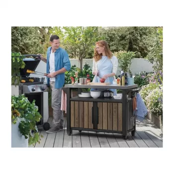 KETER žar miza Deco Unity XL 207L videz oreha