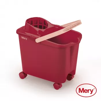 Vedro MERY 14L s potisnimi kolesi, rdeče