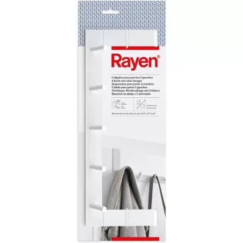 RAYEN obešalnik za vrata / 5 kavljev / bel
