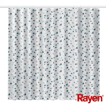 RAYEN zavesa za prho 180x200cm bela/modra, poliester