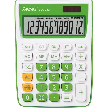 REBELL RE-SDC912GR BX namizni kalkulator 12-mestni z dvojnim napajanjem siv