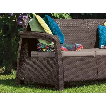 KETER vrtna zofa Corfu Love Seat Max rjava trisедежна