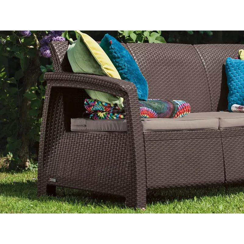 KETER vrtna zofa Corfu Love Seat Max rjava trisедежна