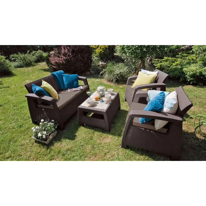 KETER vrtna zofa Corfu Love Seat Max rjava trisедежна