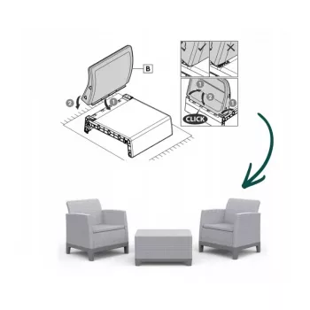 KETER vrtni set pohištva Scandi Forma Balkon Set svetlo siva/temno jekleno siva