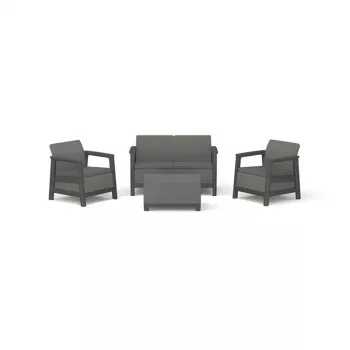 KETER vrtni set pohištva Scandi Linea 2-sedežni set siv