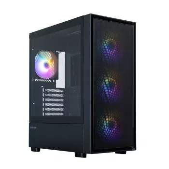 Zalman S6 ATX Mid Tower ohišje za PC, 3 x 140mm + 1 x 120mm fiksni RGB ventilatorji, kaljeno steklo, črno