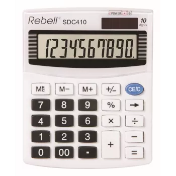 REBELL RE-SDC410 BX namizni kalkulator, 10-mestni LCD, dvojno napajanje (sonce in baterija), črn