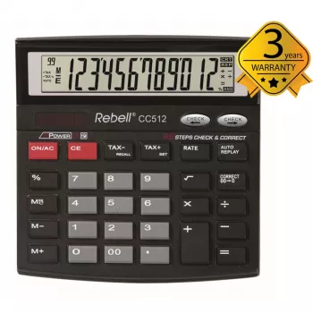 REBELL RE-CC512 BX namizni kalkulator 12-mestni dvojno napajanje črno-srebrn