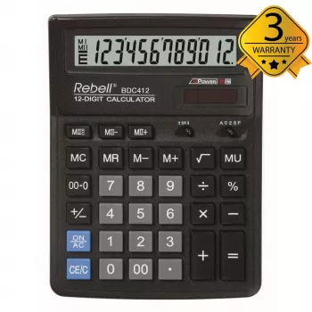 REBELL RE-BDC412 BX namizni kalkulator 12-mestni dvojno napajanje črn
