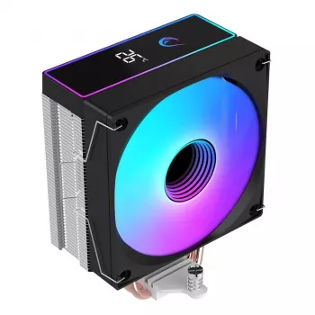Rampage Octagon B70 zračni hladilnik procesorja, 120 mm ARGB, prikaz temperature, črn