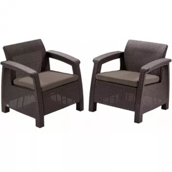 KETER vrtna stola Corfu duo set rjava