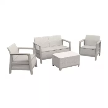 KETER vrtni set pohištva Scandi Linea 2-sedežni set prodnato siva/svetlo bež
