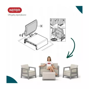 KETER vrtni set pohištva Scandi Linea 2-sedežni set prodnato siva/svetlo bež