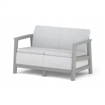 Vrtna dvosedežna sofa KETER Scandi Linea 2-sedežna sofa svetlo siva/temno jekleno siva