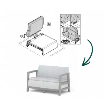 Vrtna dvosedežna sofa KETER Scandi Linea 2-sedežna sofa svetlo siva/temno jekleno siva