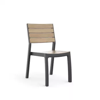 KETER vrtni stol Deco Corale videz tikovine/siva
