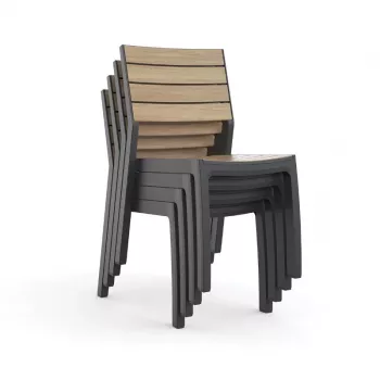 KETER vrtni stol Deco Corale videz tikovine/siva