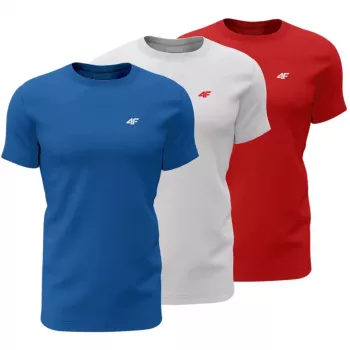 Moška majica kratkih rokavov 4F M4482, 3 kosi, modra, bela, rdeča 4FWSS26TTSHM4482 90S XL