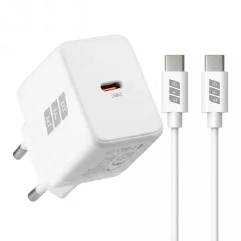 EFB Elektronik G301CE 30W USB-C GaN komplet polnilnika s 2m USB-C kablom, bel
