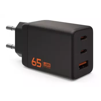 UAG SRGE 65W GaN stenski polnilnik - 2x USB-C, 1x USB-A, črn