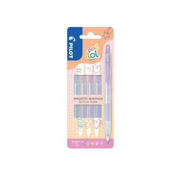PILOT pop'lol komplet gel pisal pastel 0,4 mm, različne barve, 4 pisala (BL-PL-7-KUV/P/O/G-S4P)