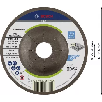 Bosch 2608600539 upognjena brusilna plošča 115 x 22,23 mm, 1 kos