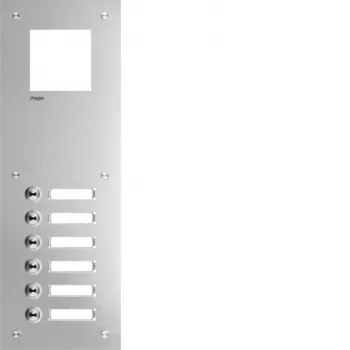 Hager RTQ106X sprednja plošča domofona Mono 6 tipk bela